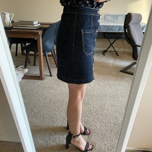 Denim Mini Skirt with Pockets and front buttons - Picture 8 of 16